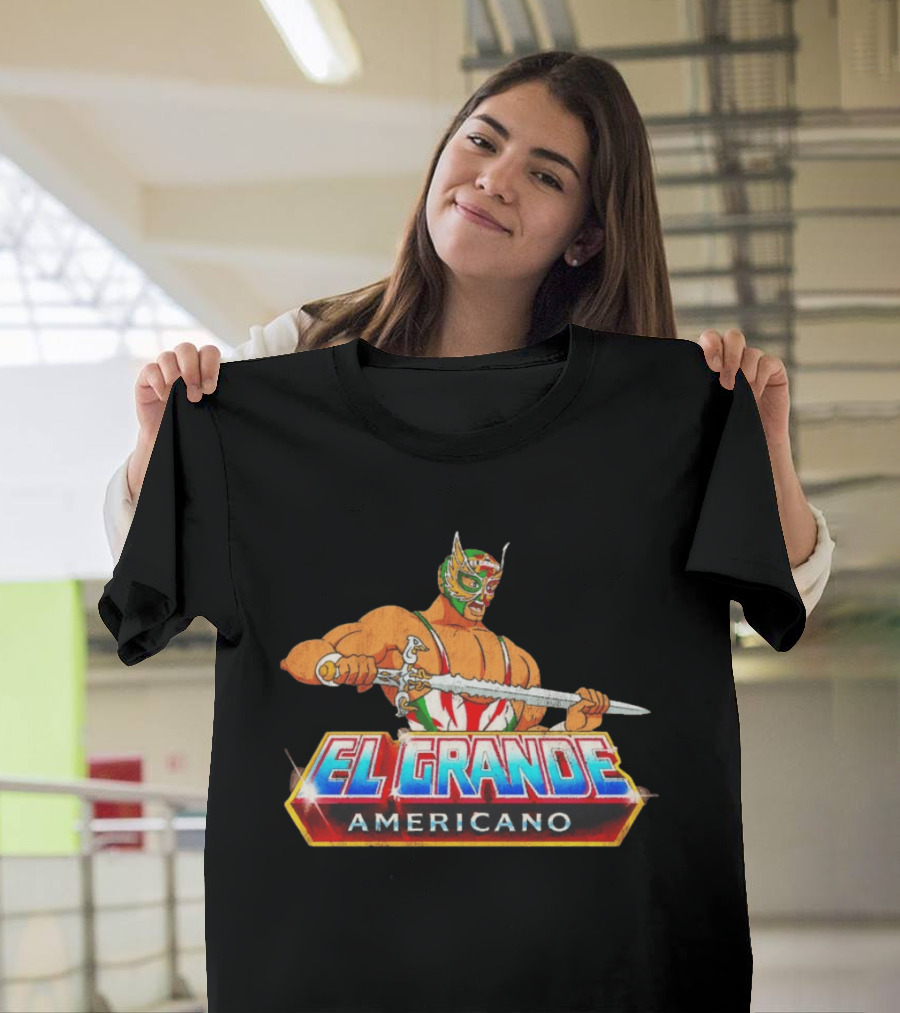 El Grande Americano Luchador King Of Kings Masked Wrestler With Sword T-Shirt