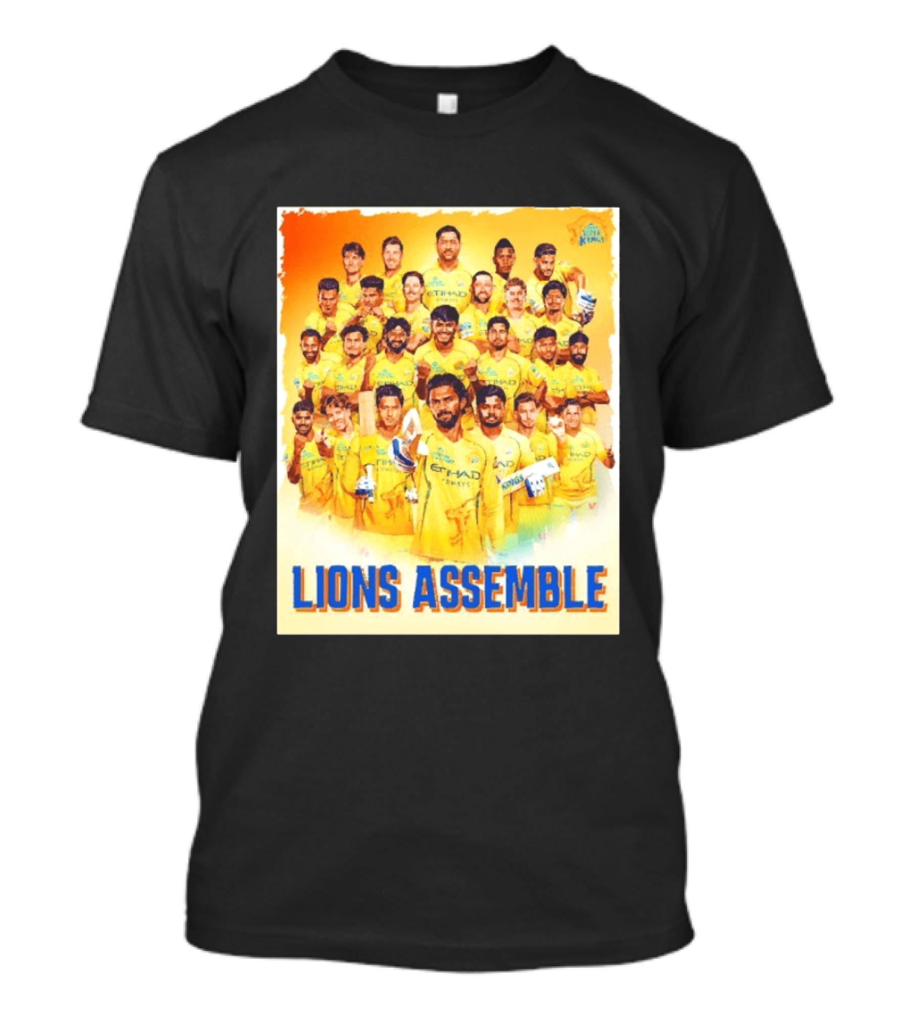 Raring To Roar Lions Assemble Chennai Super Kings Team Celebration T-Shirt