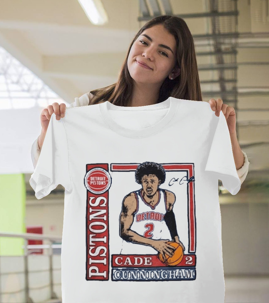 Detroit Pistons Cade Cunningham Basketball Number 2 T-Shirt
