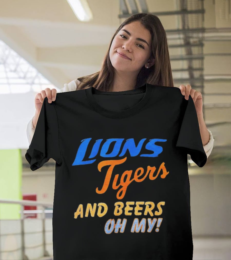 Lions Tigers And Beers Oh My Halloween Sports Fan T-Shirt