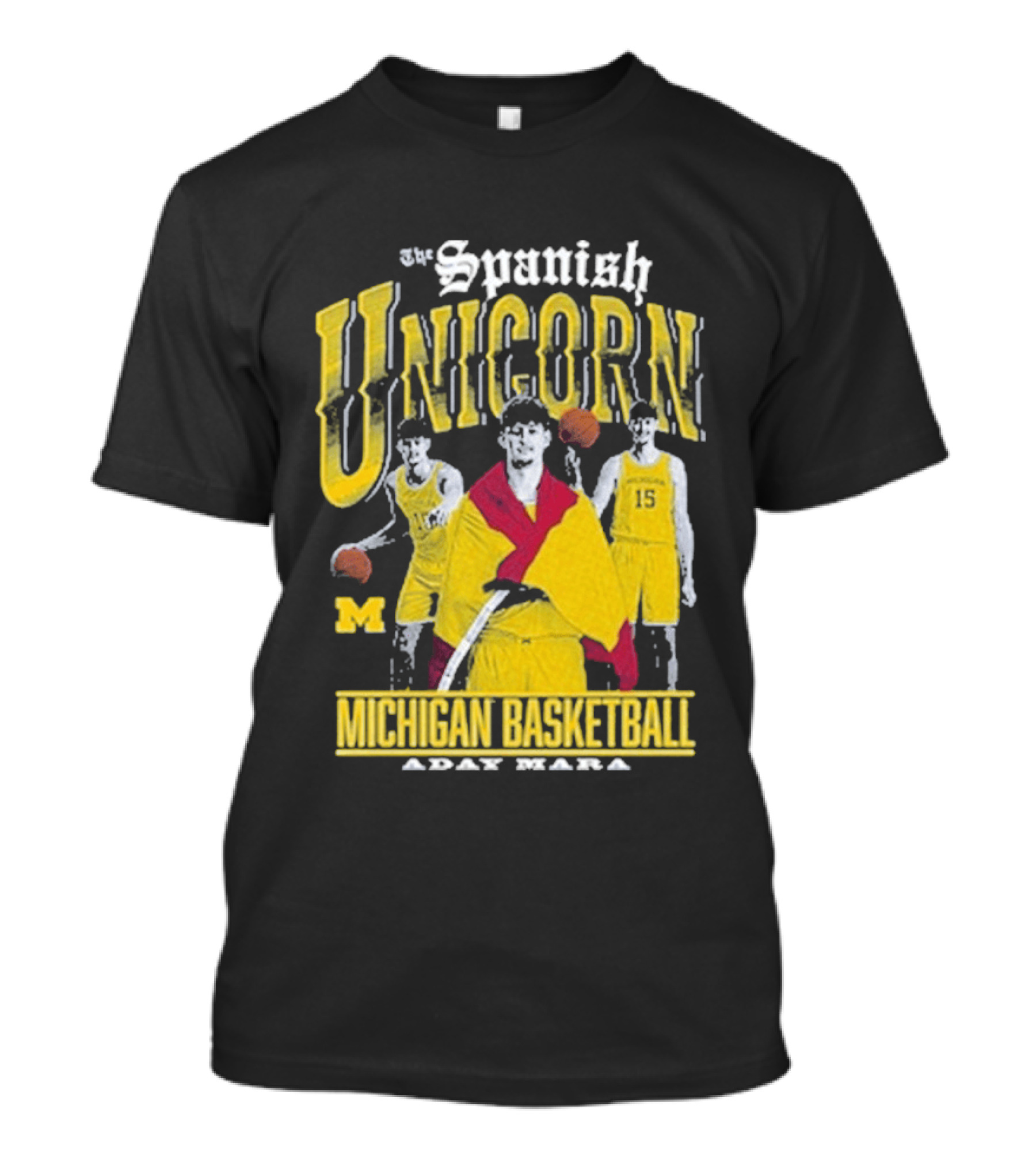 Spanish Unicorn Michigan Basketball Aday Mara Players With Basketball T-Shirt