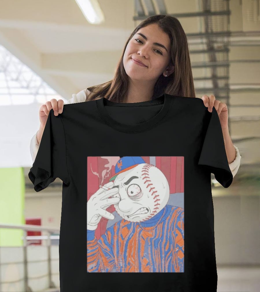 Mr. Met Stressed Smoking New York Mets Baseball Fan T-Shirt