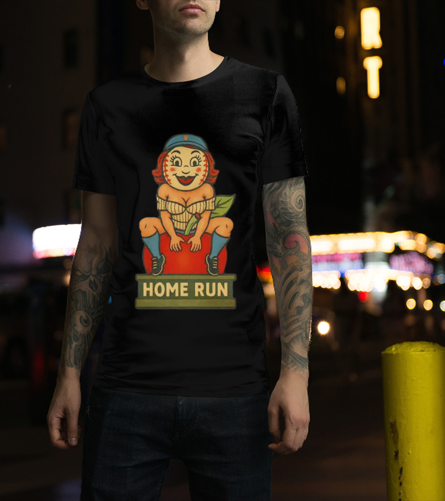 Mrs Met Home Run New York Mets Vintage Baseball Pin Up T-Shirt