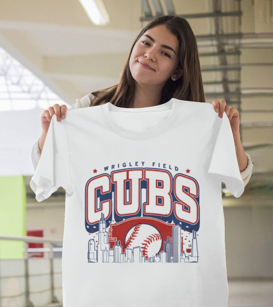 Wrigley Field Cubs Skyline Baseball Chicago T-Shirt