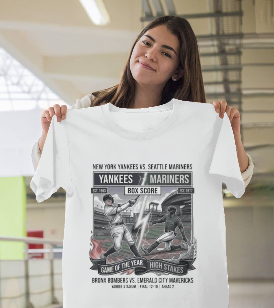 New York Yankees Seattle Mariners Box Score Game Of The Year T-Shirt