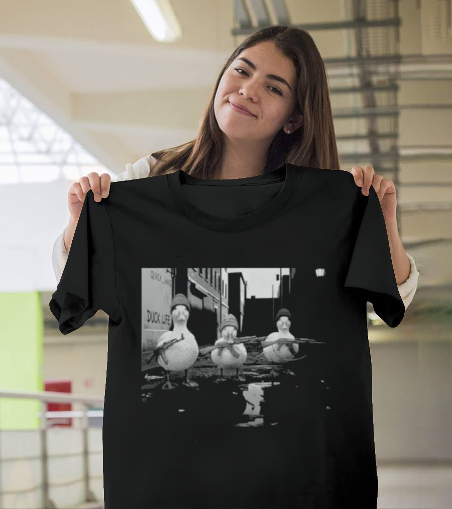 Quack Gang Duck Life Street Scene With Armed Ducks T-Shirt