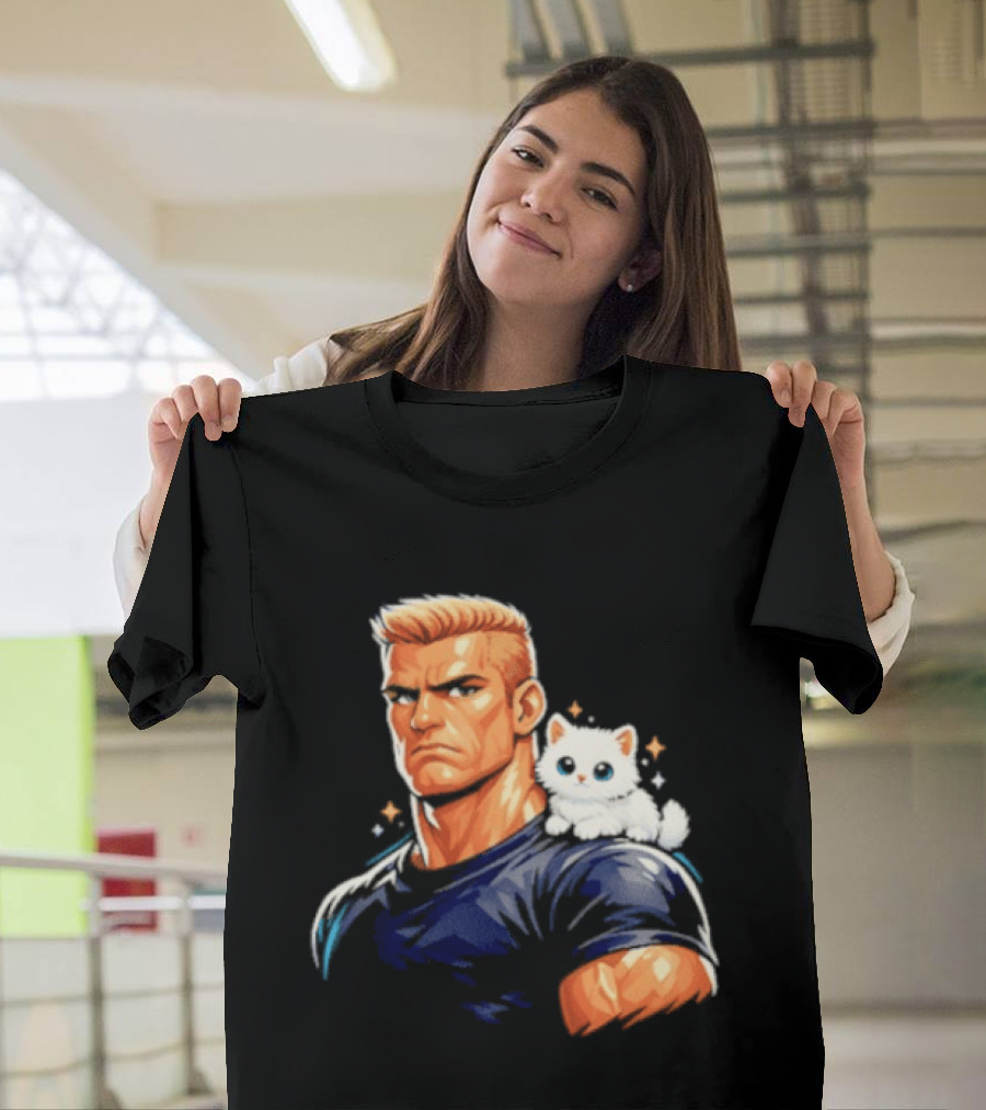 GigaChad With Tiny Cat Meme Buff Aesthetic T-Shirt