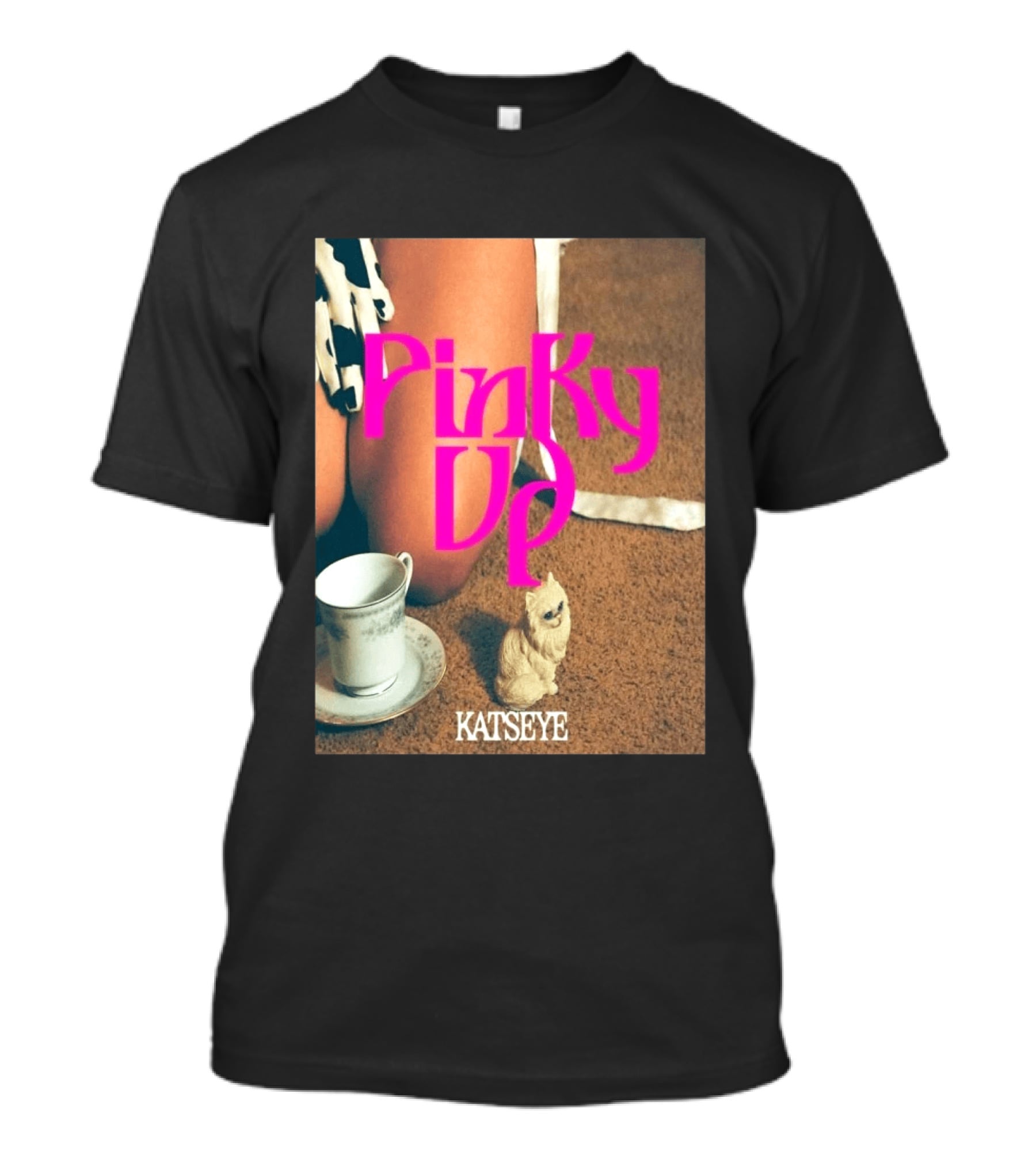 Katseye Pinky Up Vintage Cup And Cat Figurine T-Shirt