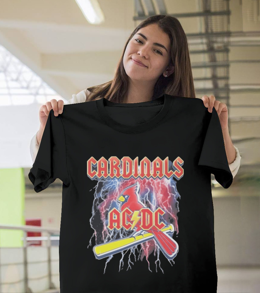 Cardinals AC DC Lightning Bat Baseball T-Shirt