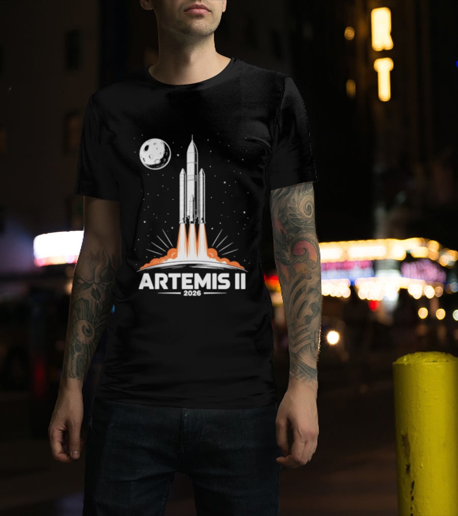 Artemis II 2026 Rocket Launch To The Moon With Spacecraft And Moon T-Shirt