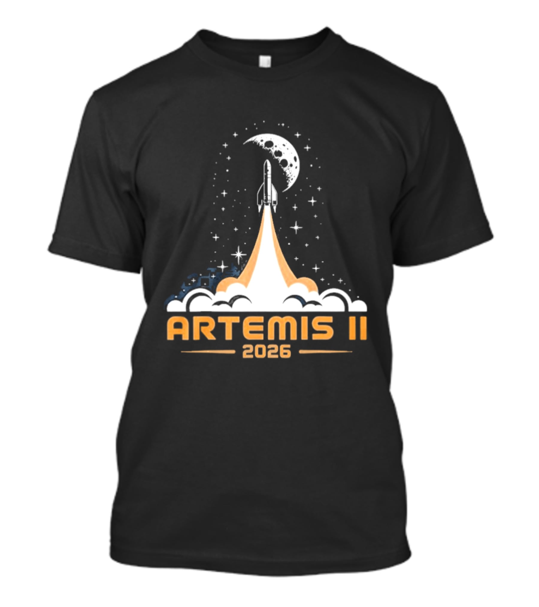 Artemis II 2026 Moon Rocket Launch With Stars And Moon T-Shirt
