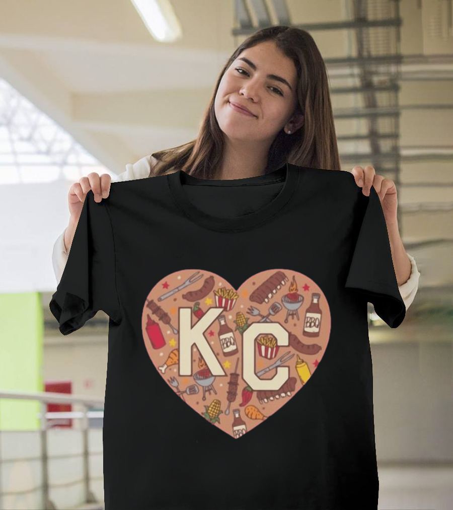 KC Heart BBQ With Grills Ribs And Sauce T-Shirt