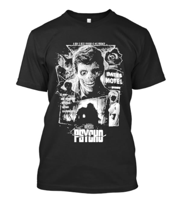Psycho Hitchcock Collage 1960 Classic Movie Icy Blackness 2026 T-Shirt