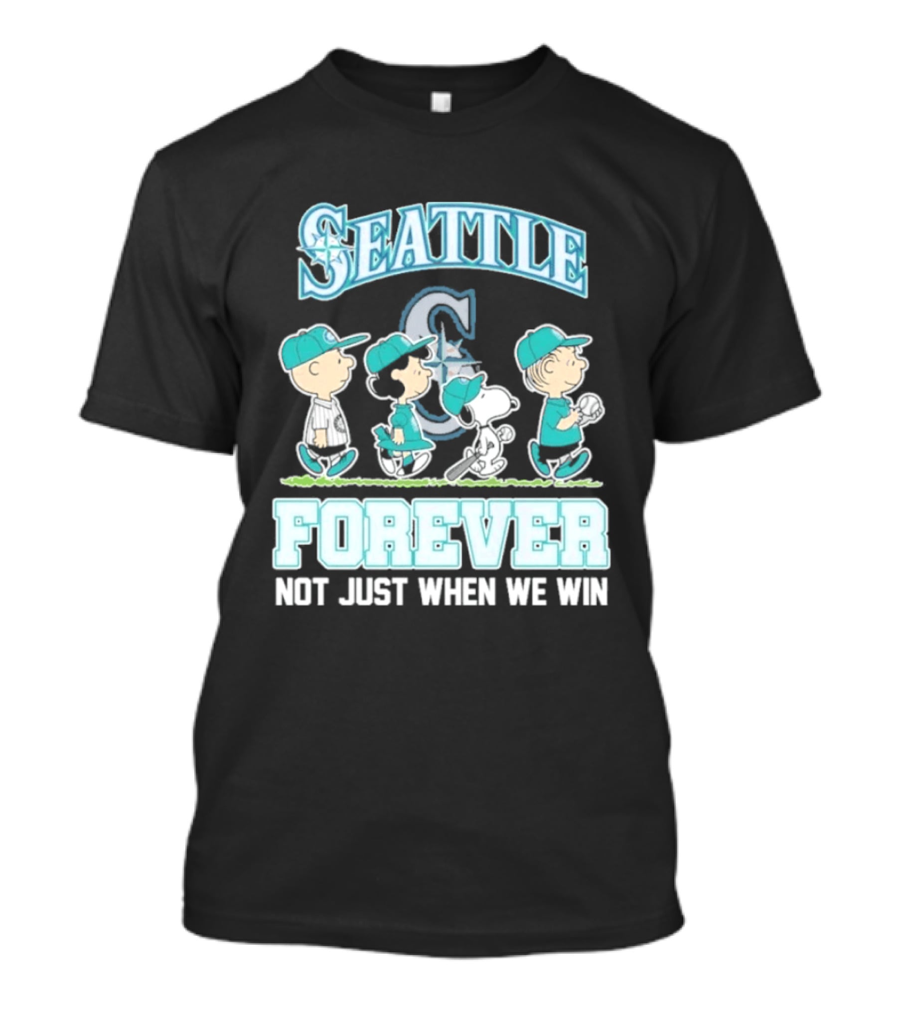 Seattle Mariners Peanuts Characters Forever Not Just When We Win T-Shirt
