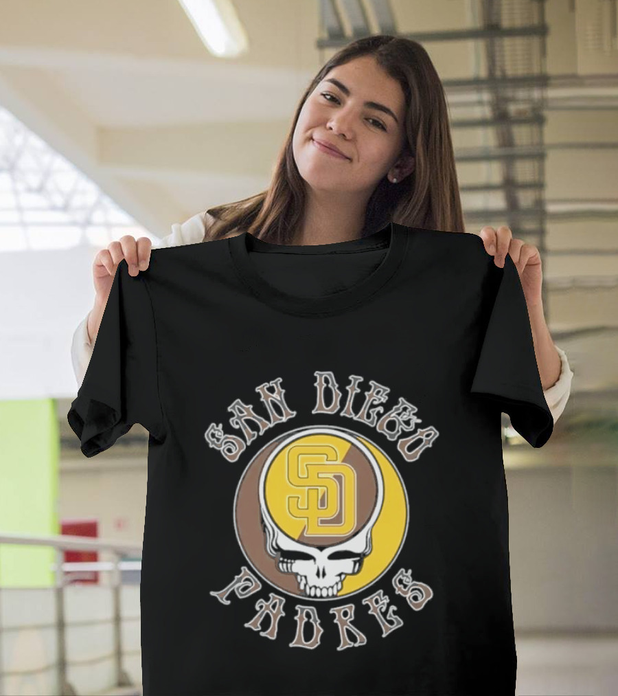 San Diego Padres SD Skull Brown Yellow T-Shirt