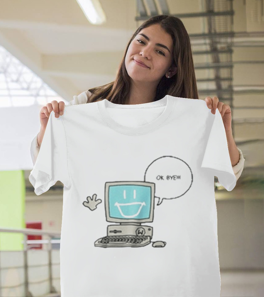Windscribe Ok Bye Smiling Computer Icon With Speech Bubble T-Shirt