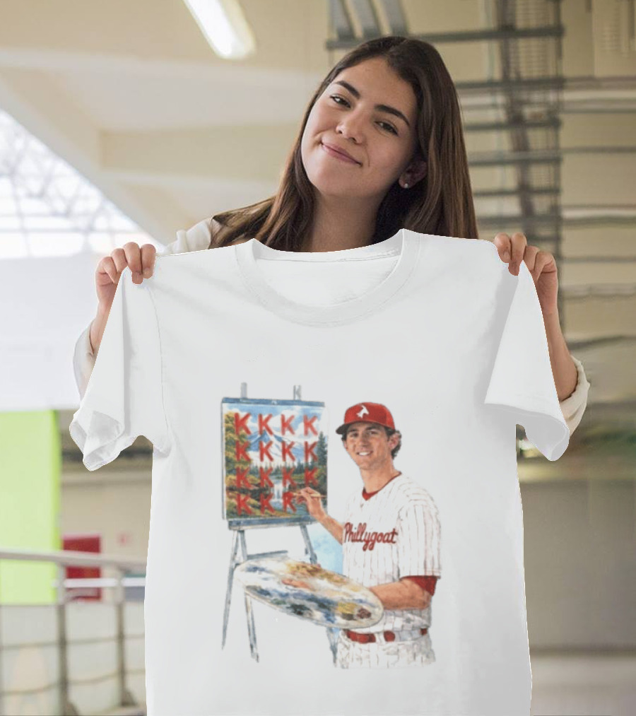 Andrew Painter Phillies Pitcher Painting Happy Little K's Phillygoat Baseball T-Shirt