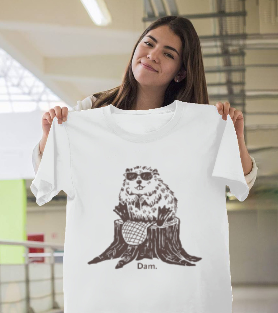 Beaver Dam Pun With Cool Sunglasses Wearing T-Shirt