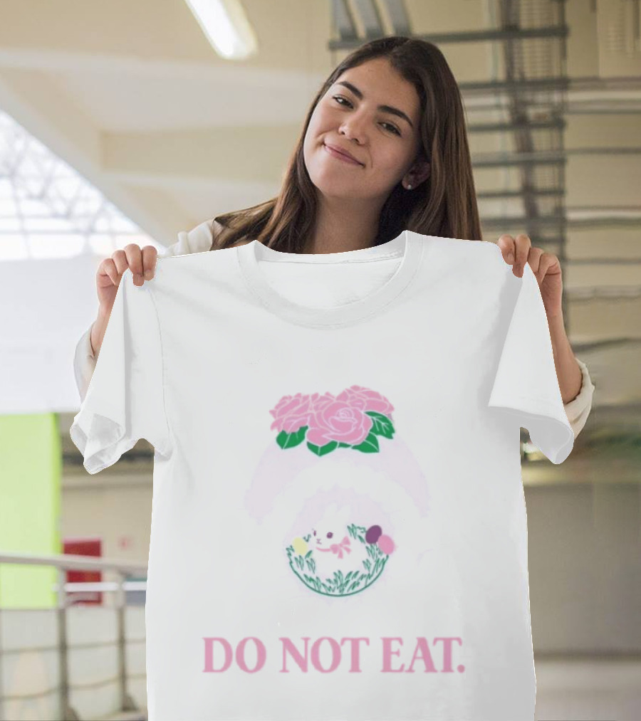 Do Not Eat Sugar Egg Bunny Floral Motif T-Shirt
