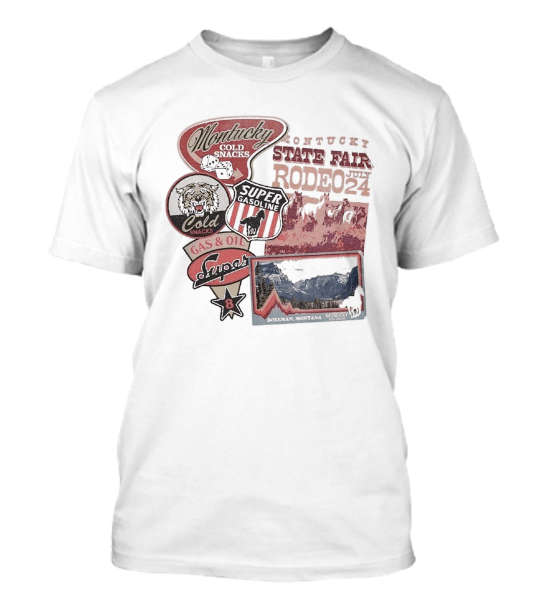 Montucky Cold Snacks Super Premium Lager Gas Oil Rodeo Signs T-Shirt