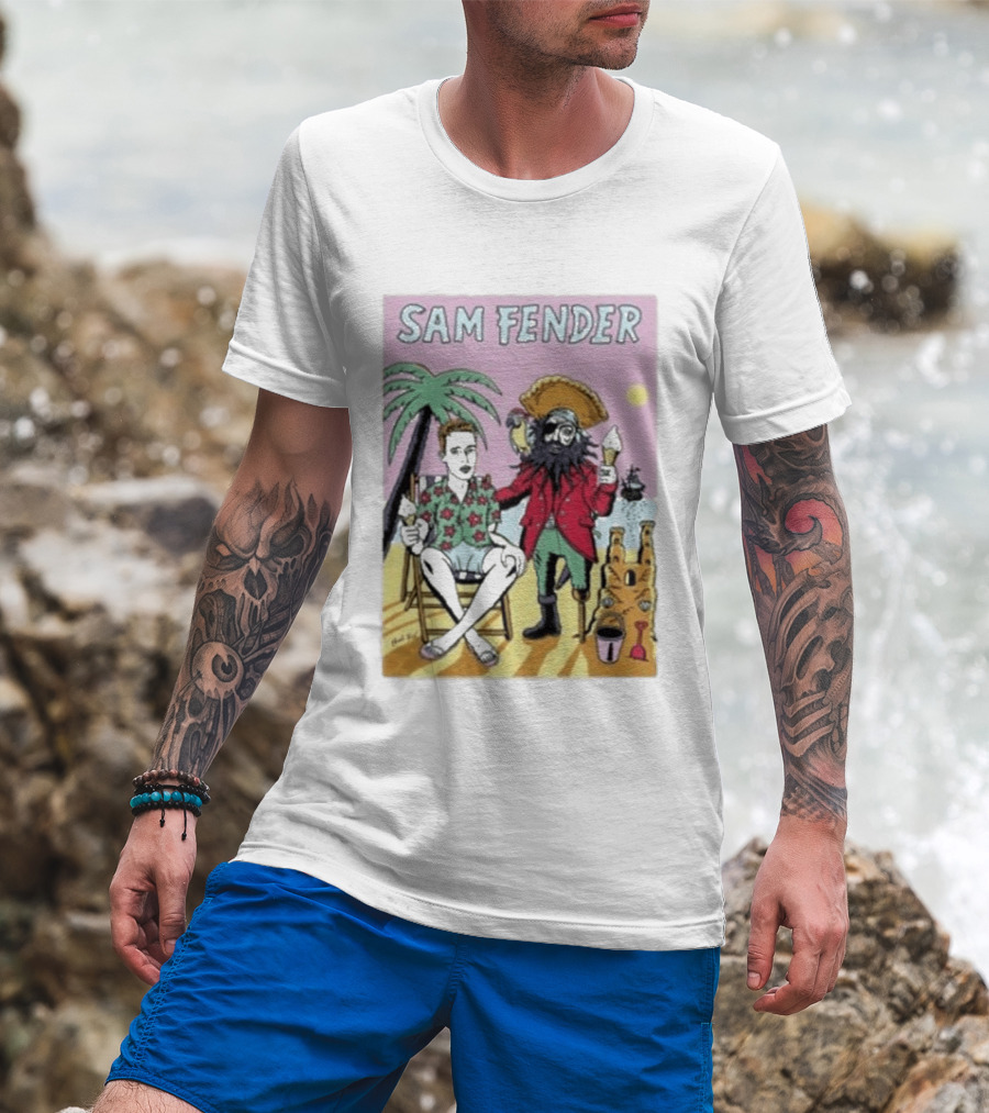 Sam Fender Tropical Pirate Ice Cream Adventure Scene T-Shirt