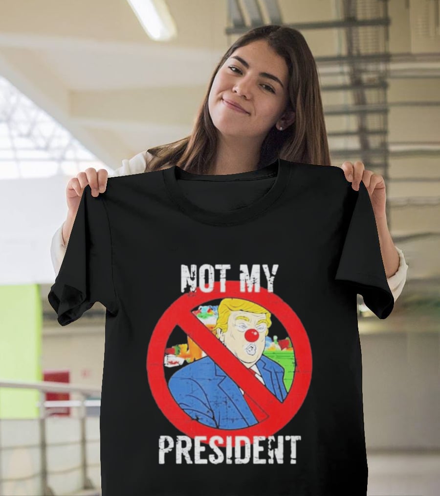 Not My President Trump Clown Red Circle T-Shirt