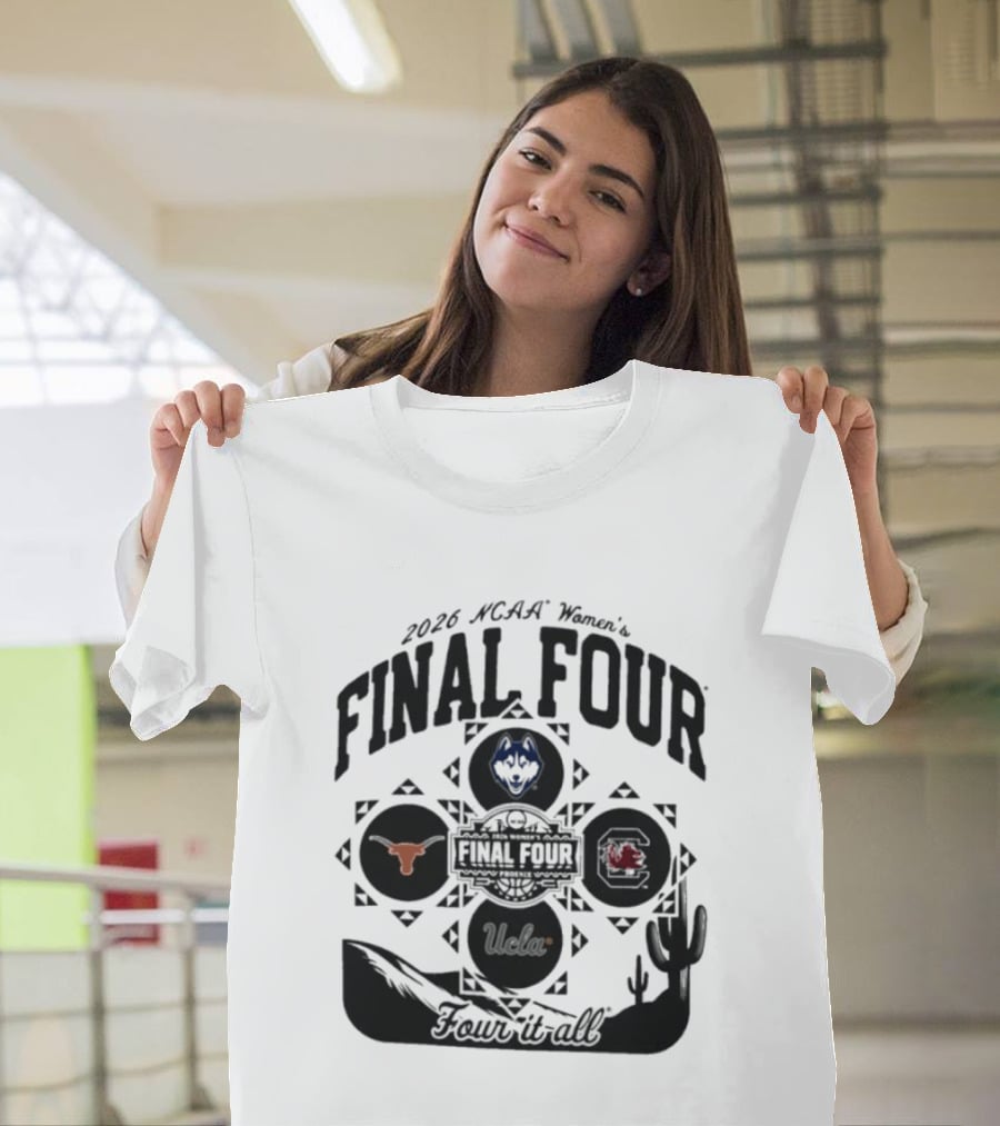 2026 NCAA Women's Final Four Arizona Wildcats, Texas Longhorns, Iowa Hawkeyes, Louisville Cardinals T-Shirt