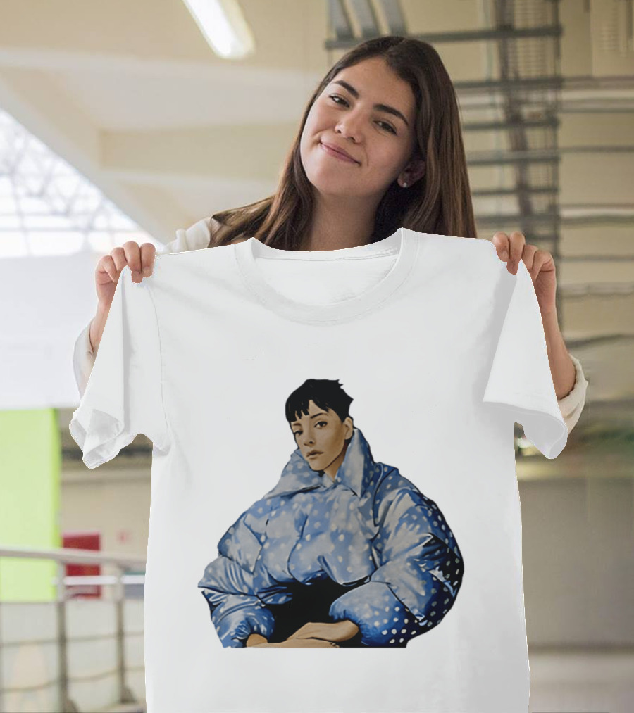 Lily Allen West End Girl Blue Polka Dot Puffer Jacket Style Fashion T-Shirt