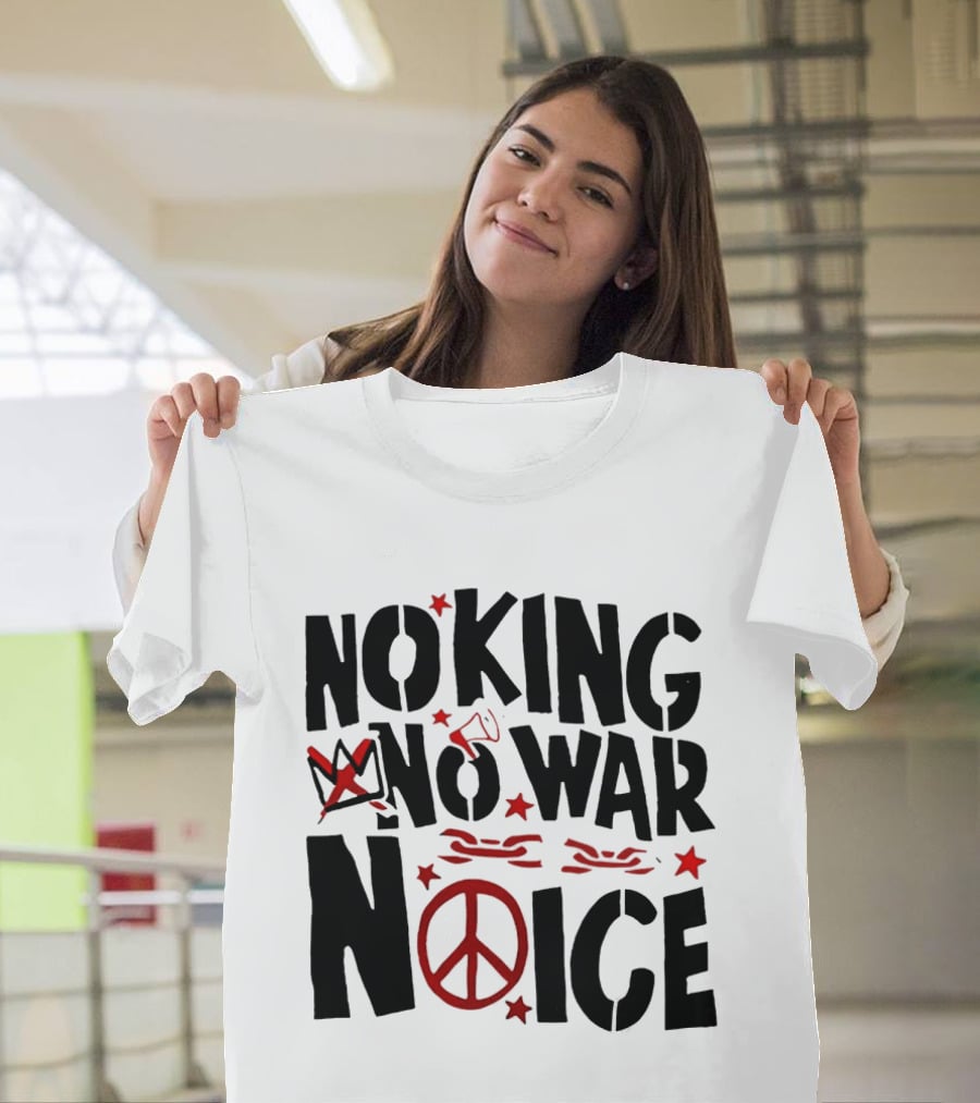 No King No War Peace Symbol Chain And Crown T-Shirt