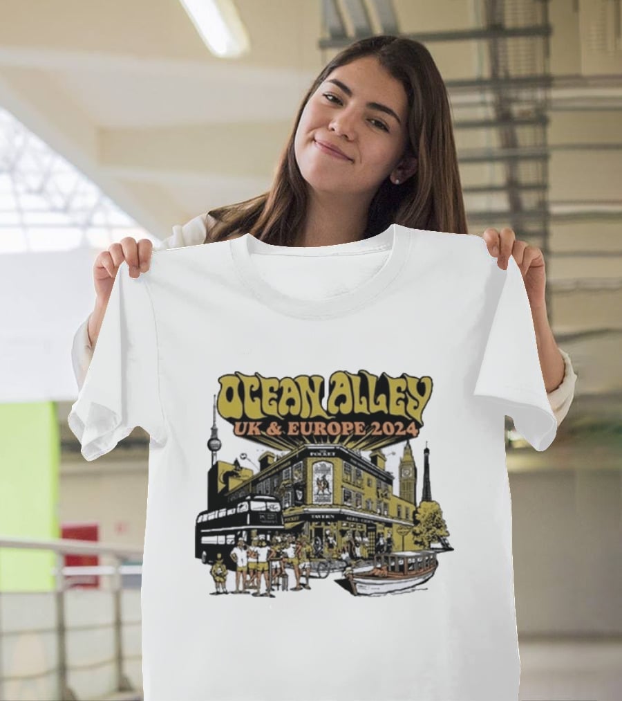 Ocean Alley UK And Europe 2024 Tour Pocket Tavern Scene With Landmarks T-Shirt