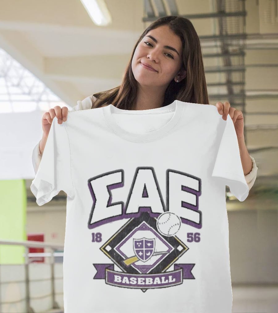 Sigma Alpha Epsilon SAE 1856 Baseball Crest T-Shirt