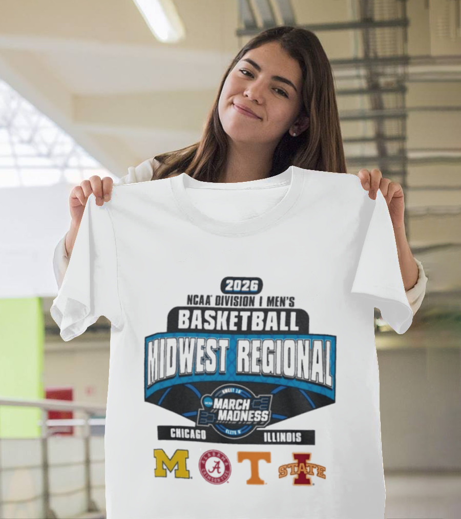 2026 NCAA DI Men's Basketball Midwest Regional Chicago Illinois March Madness Mizzou Dayton Tenn Iowa State T-Shirt