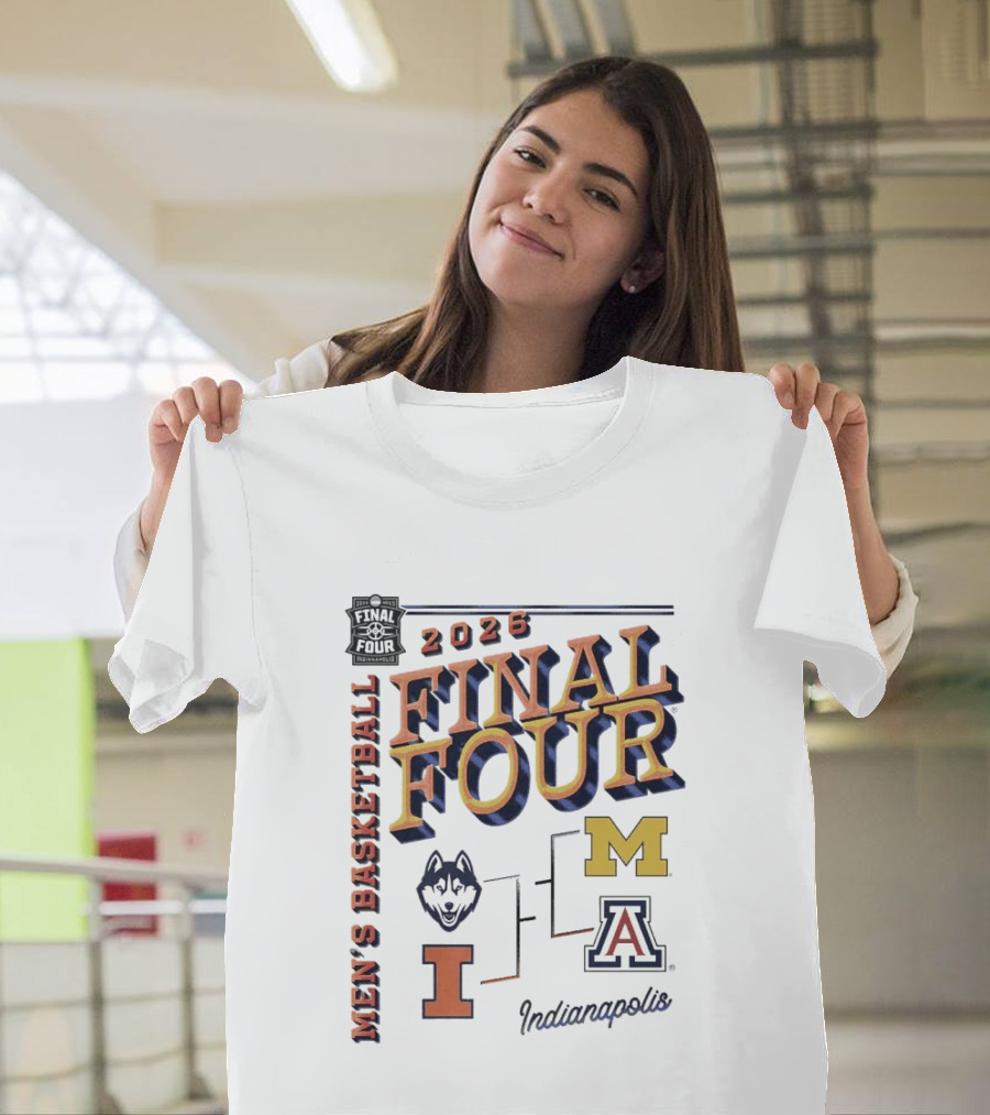 2026 Final Four Men's Basketball Indianapolis UConn Illinois Michigan Arizona T-Shirt
