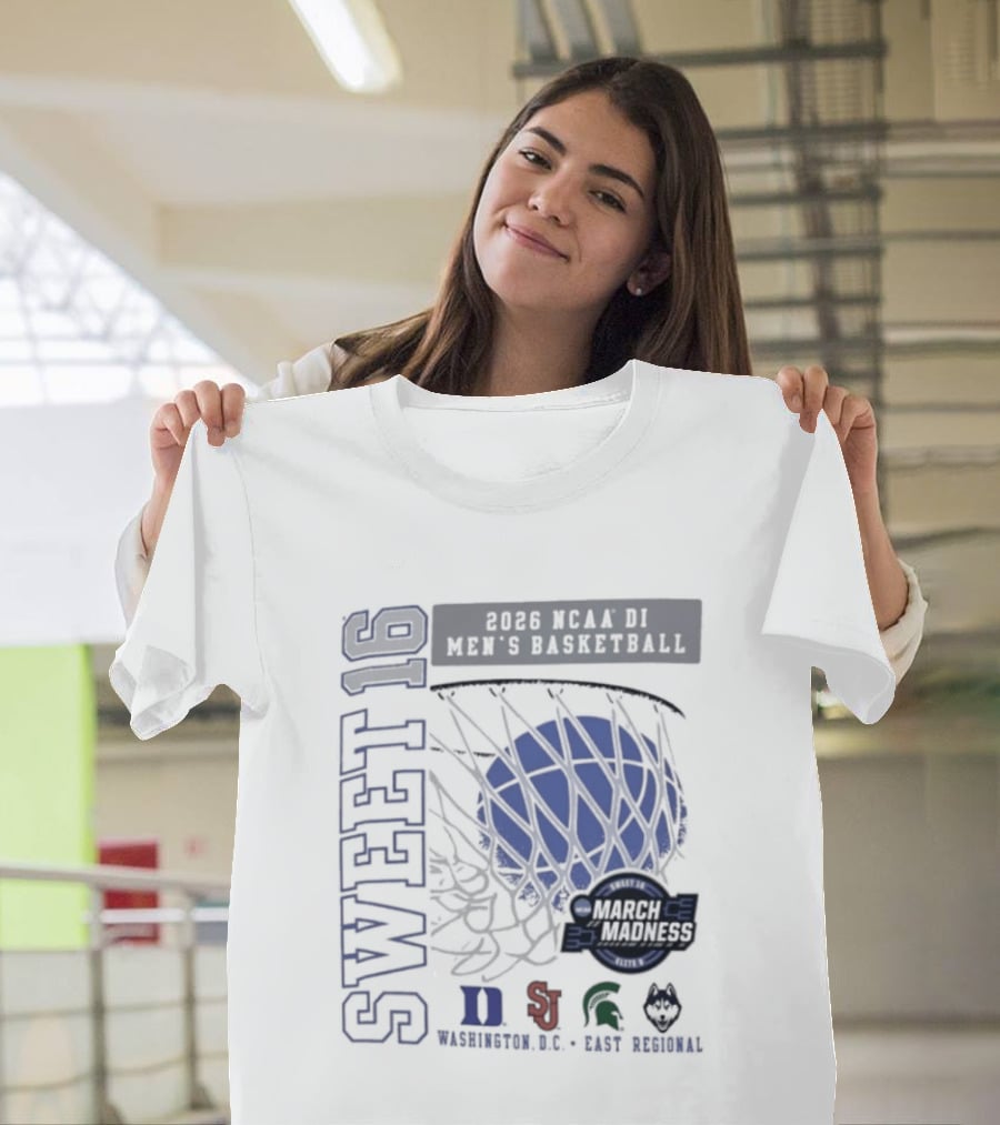 Sweet 16 2026 NCAA DI Men's Basketball East Regional Duke, St. John's, Michigan State, Eastern Kentucky T-Shirt
