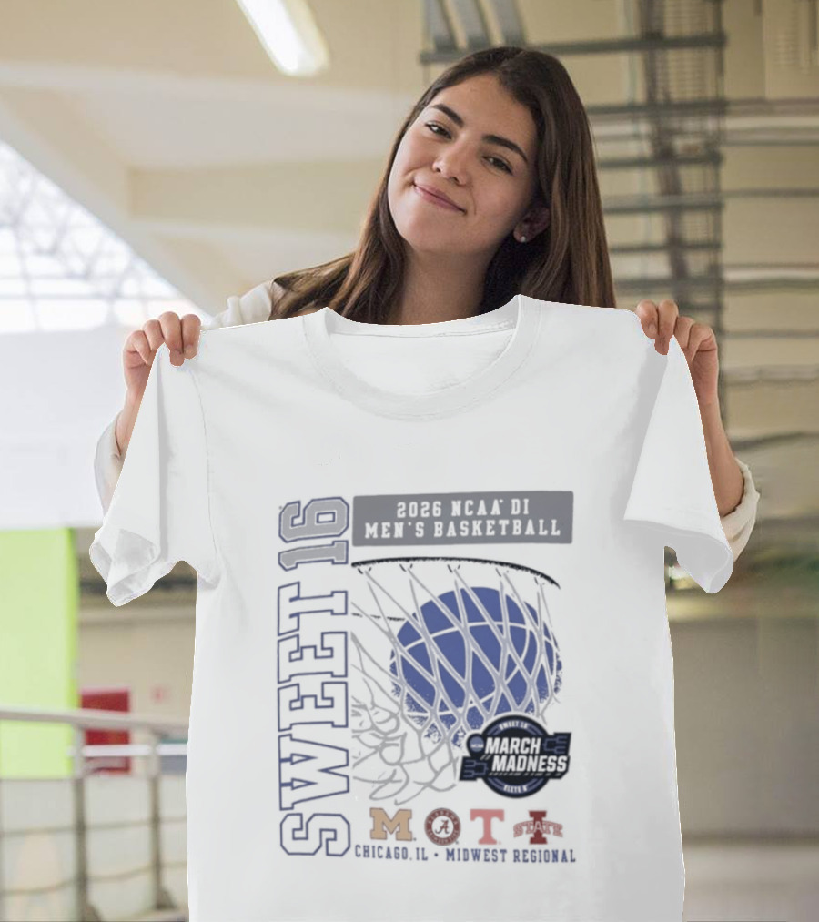 Sweet 16 2026 NCAA DI Men's Basketball Midwest Regional March Madness MOTA Chicago Illinois T-Shirt