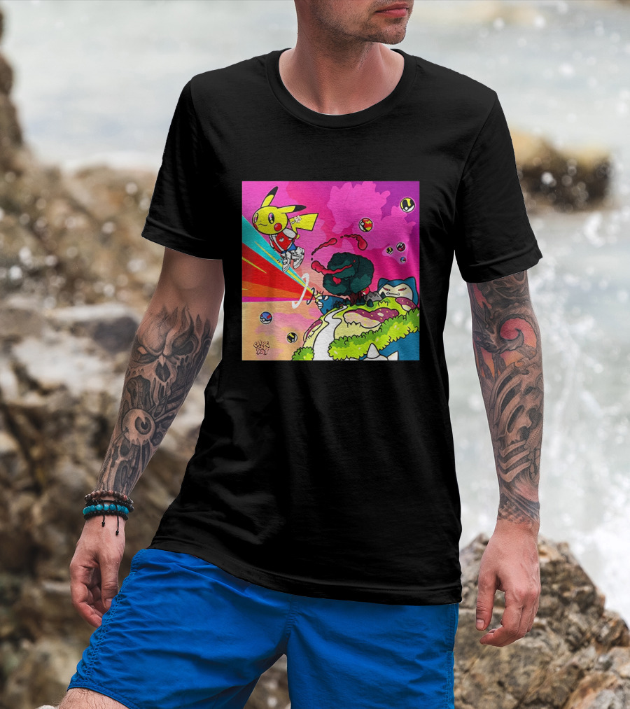 Pikachu Graduation Inspired By Album Cover Elements Pokemon Crossover Scene T-Shirt