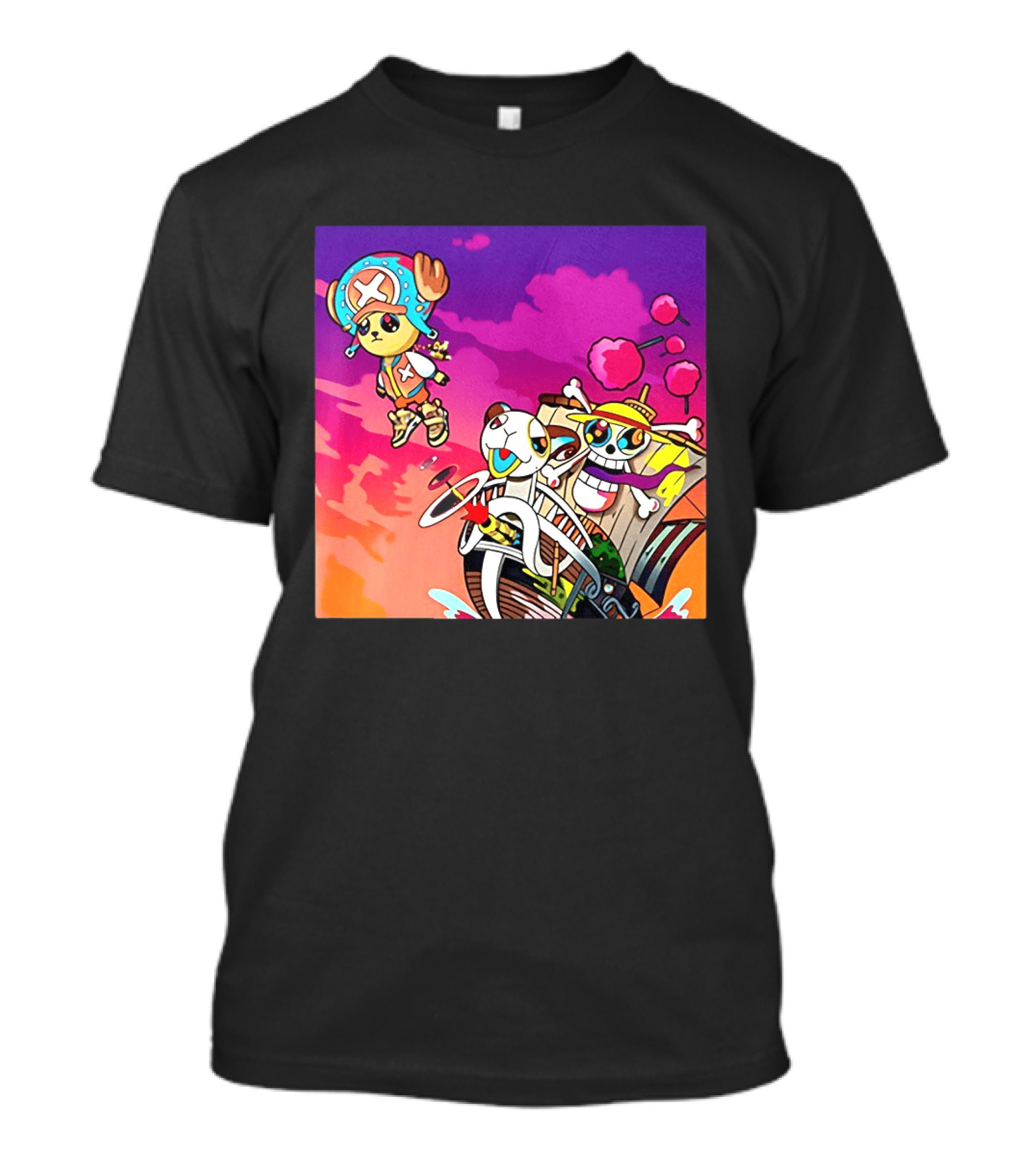 Tony Tony Chopper One Piece Anime Meets Kanye Graduation Style Fusion T-Shirt