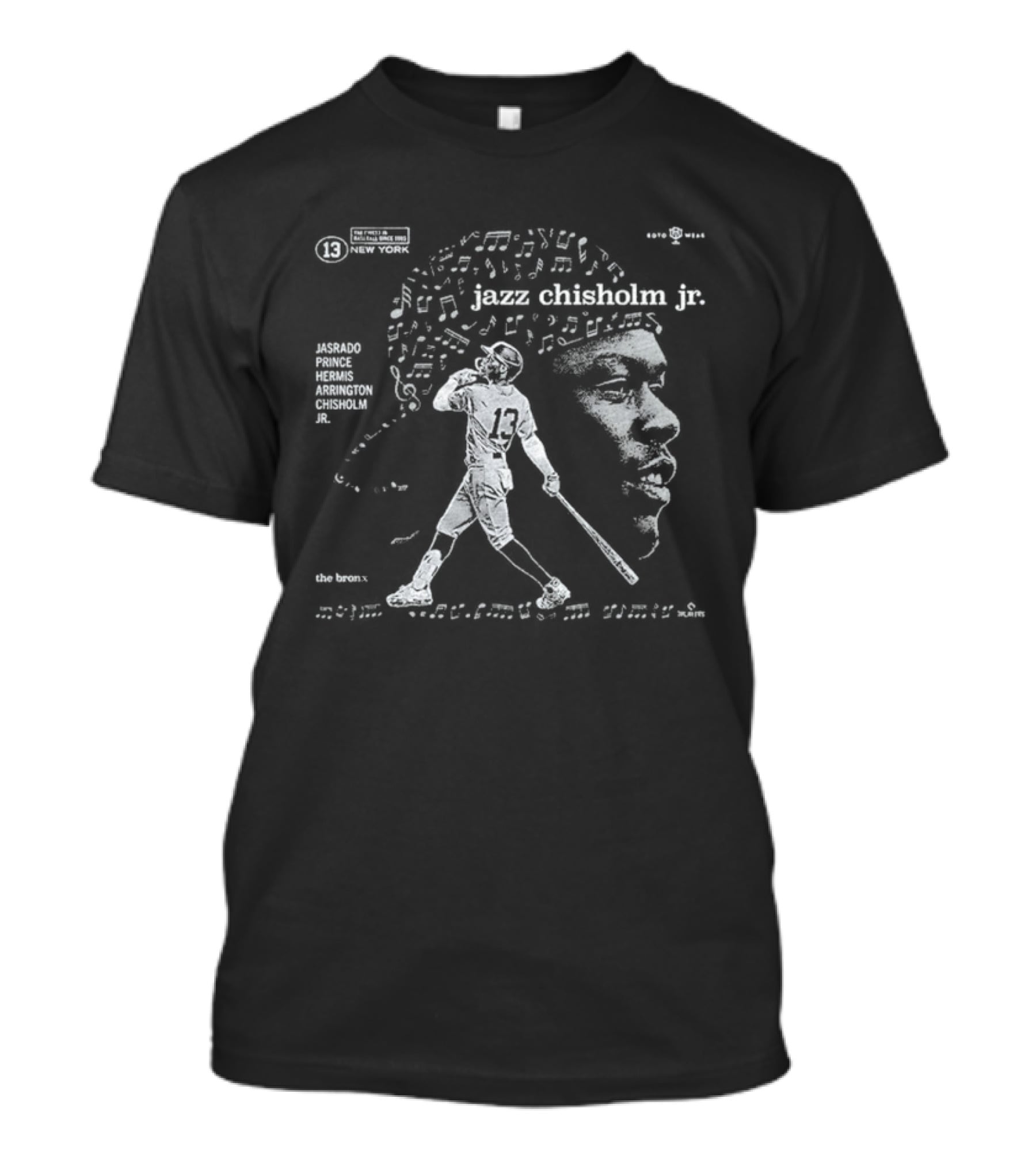Jazz Chisholm Jr Smooth Jazz Baseball Player Portrait With Musical Notes T-Shirt
