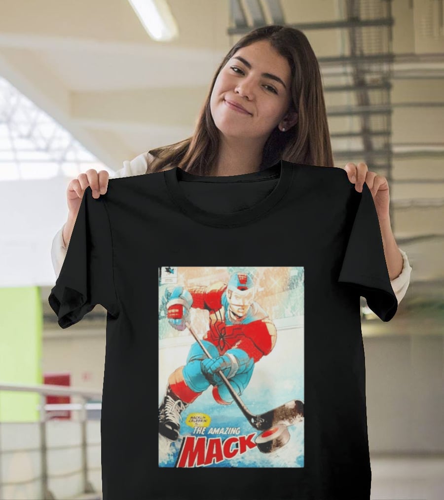 Macklin Celebrini The Amazing Mack San Jose Sharks Hockey Comic T-Shirt