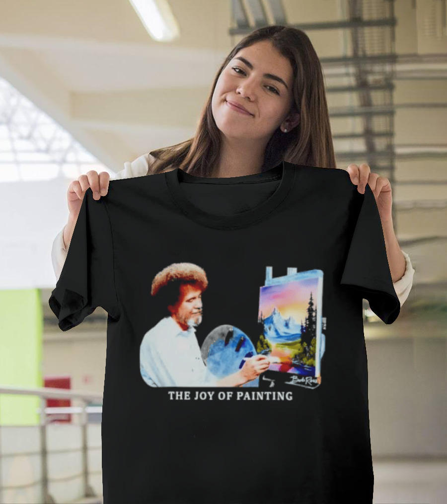 Bob Ross The Joy Of Painting Mountains And Sunset Scene T-Shirt