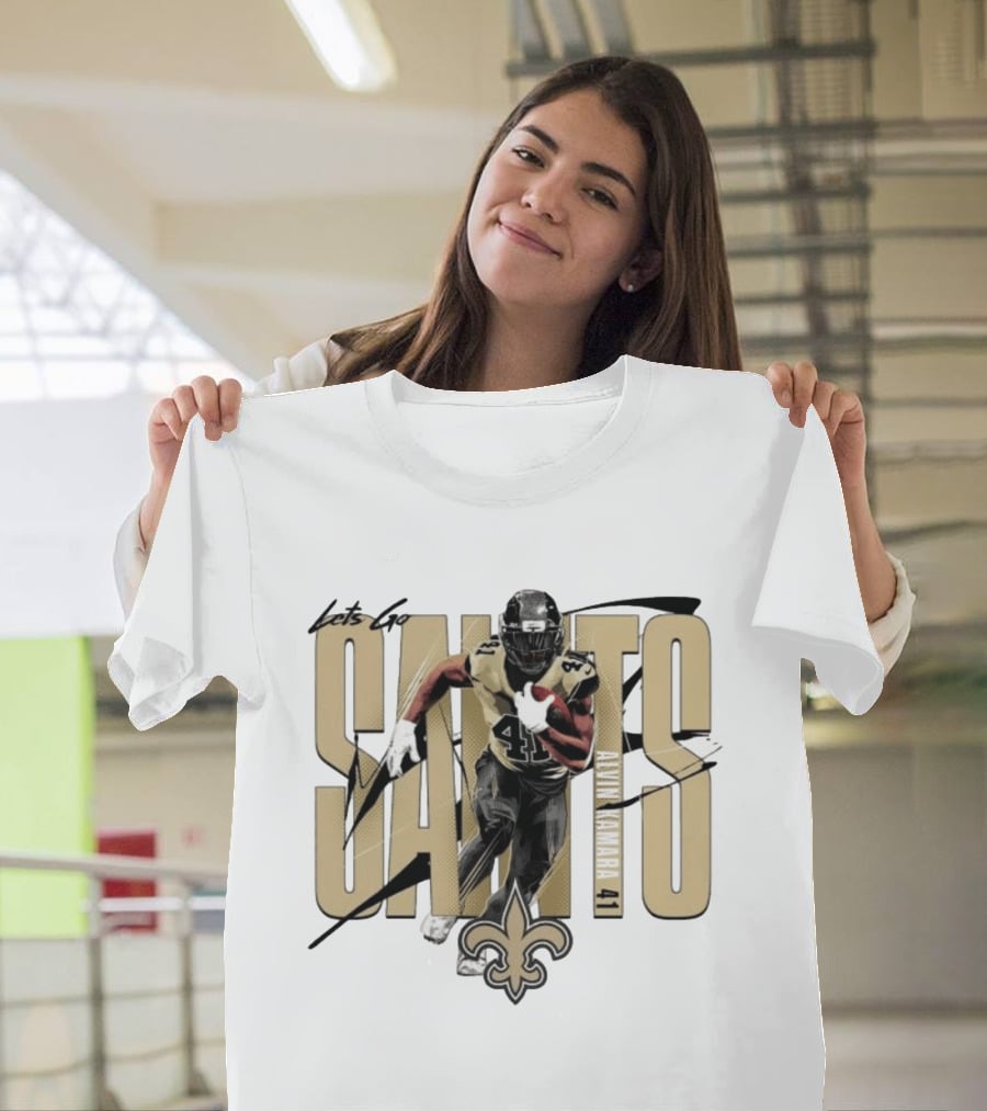 Let's Go Saints Alvin Kamara 41 New Orleans Fleur De Lis T-Shirt