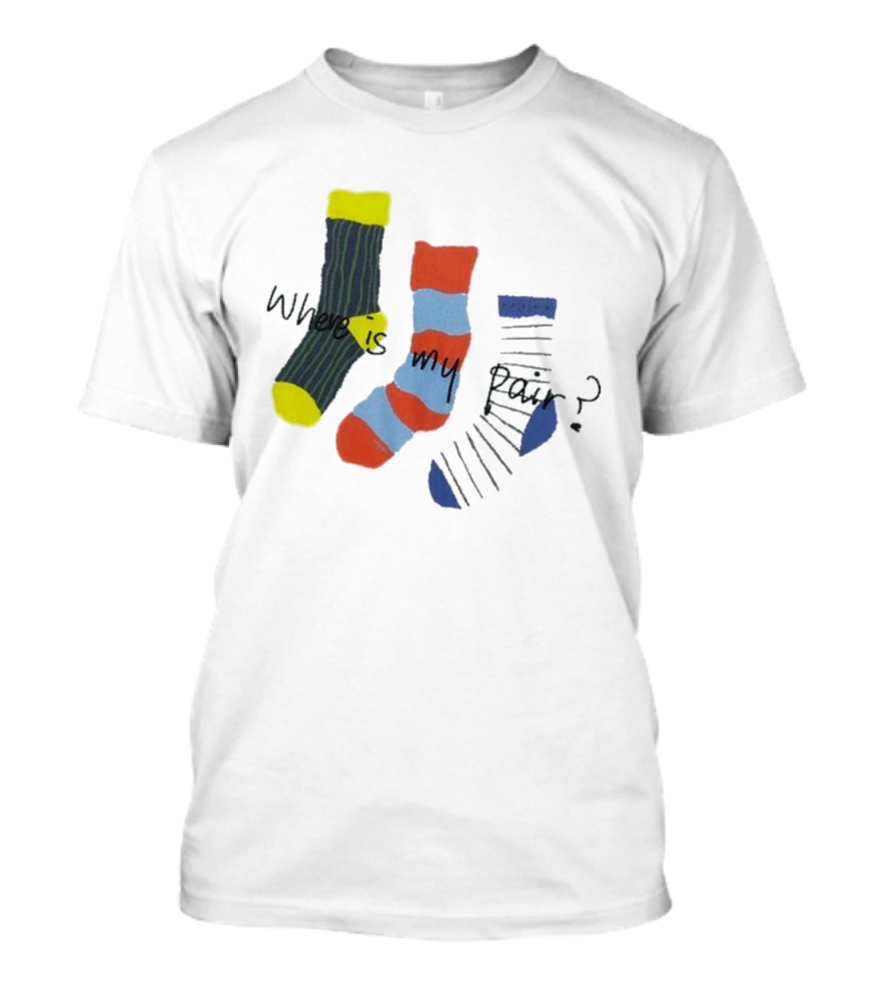 ANGLAN Where Is My Pair Socks Half T-Shirt