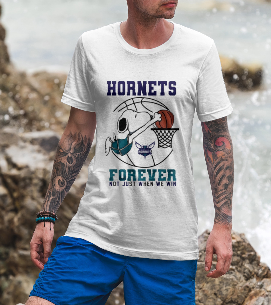 Hornets Snoopy Dunking Basketball Forever Not Just When We Win T-Shirt