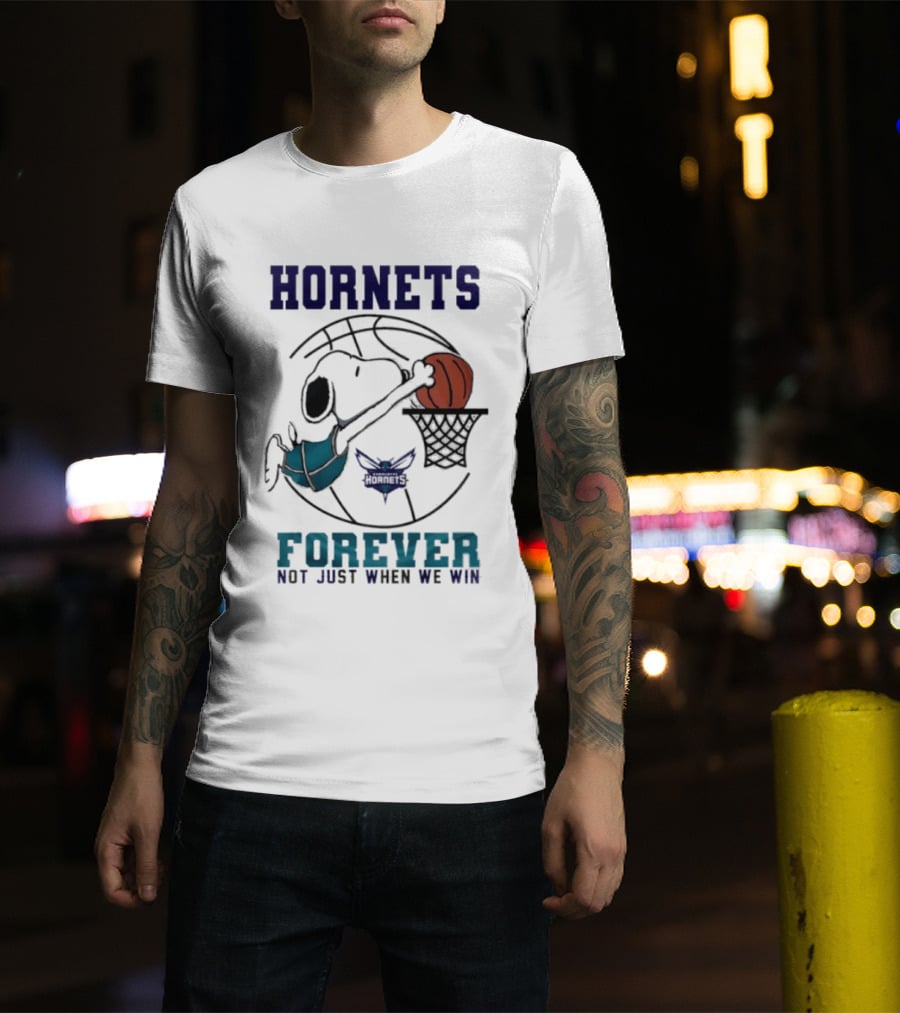 Hornets Snoopy Dunking Basketball Forever Not Just When We Win T-Shirt