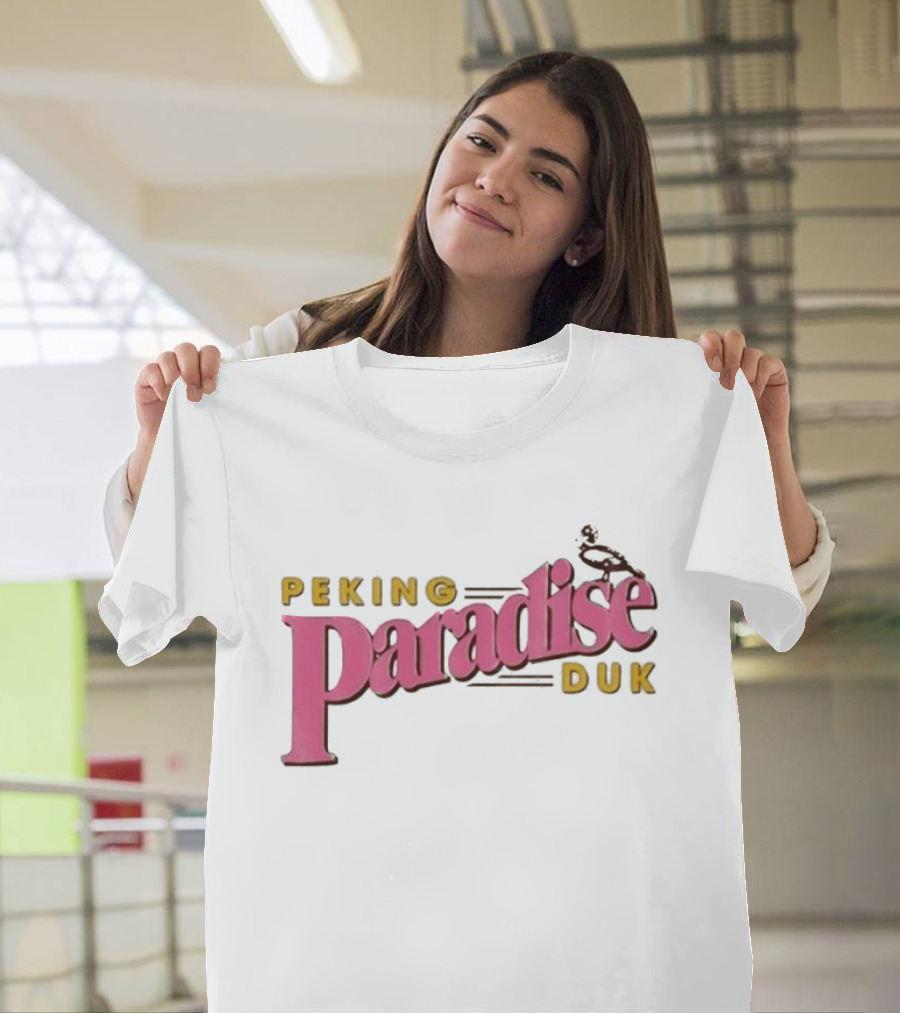 Peking Duk Paradise Bold Pink Yellow Text With Duck T-Shirt