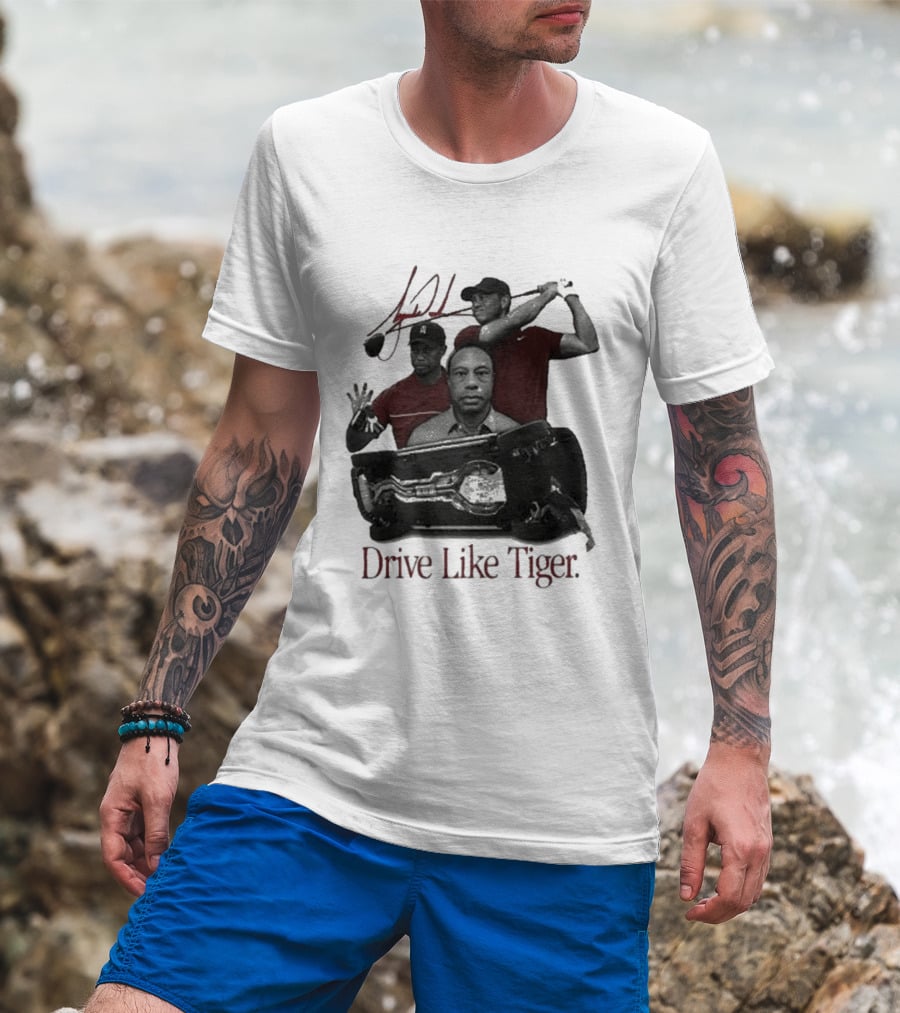 Tiger Woods Drive Like Tiger Golf Swing Car Crash T-Shirt