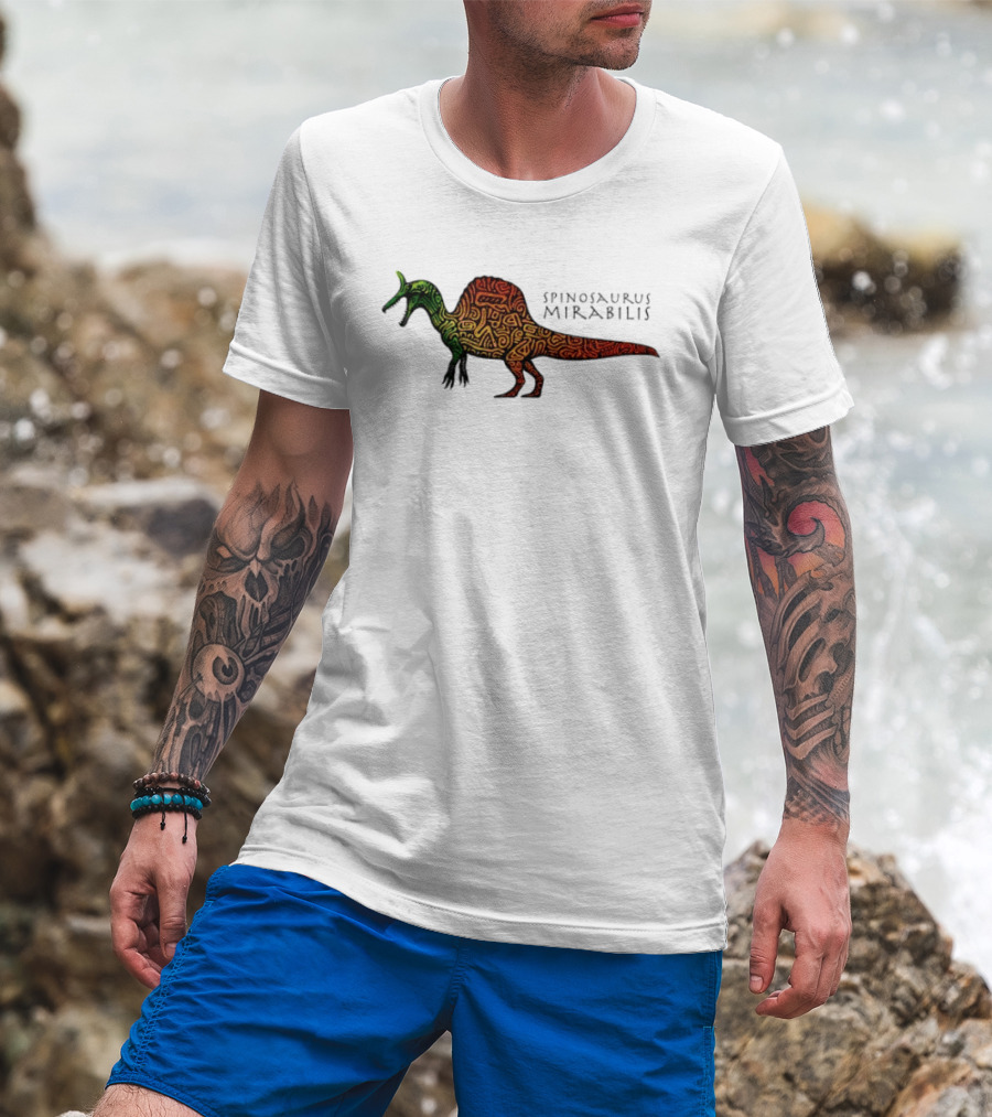 Spinosaurus Mirabilis Dinosaur Rainbow T-Shirt