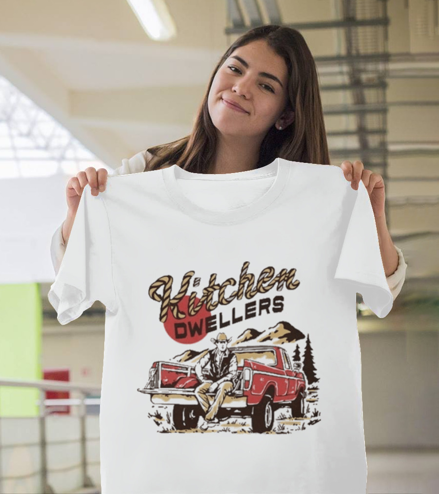 Kitchen Dwellers Swipe 4 All Tour Cowboy On Truck Mountain Scene T-Shirt