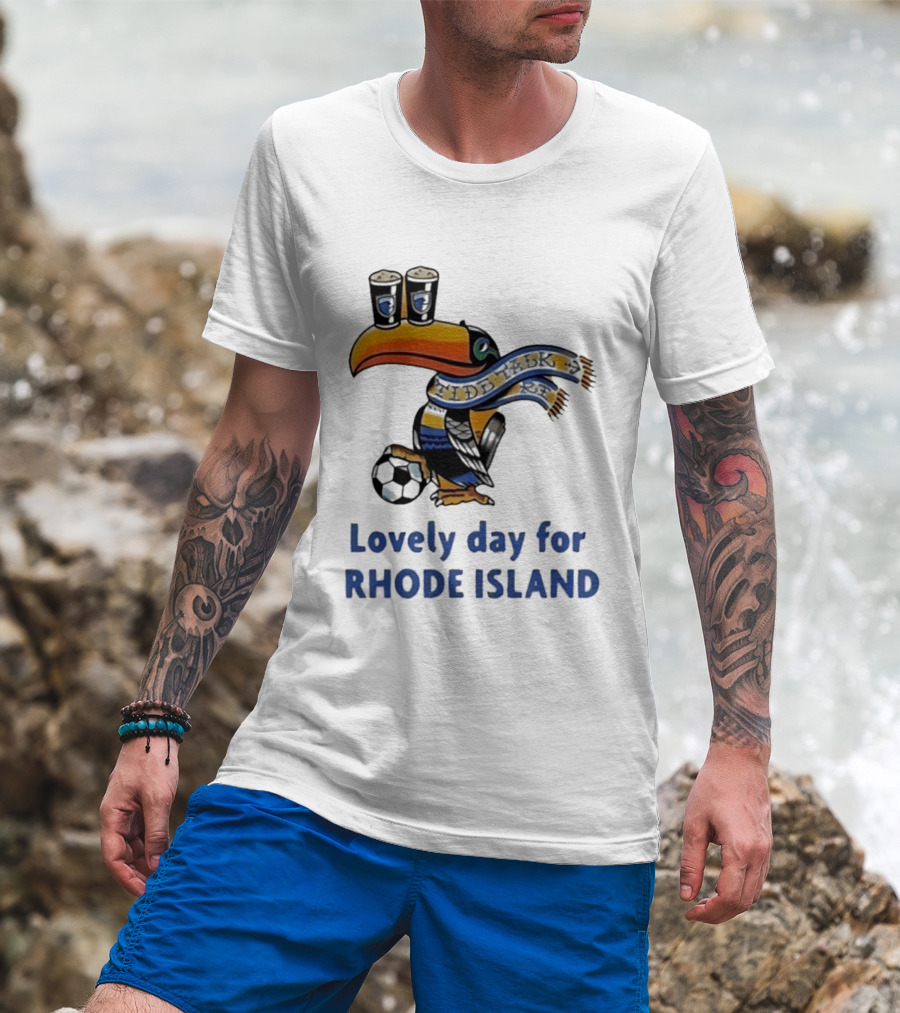 Lovely Day For Rhode Island Toucan With Soccer Ball And Beers T-Shirt