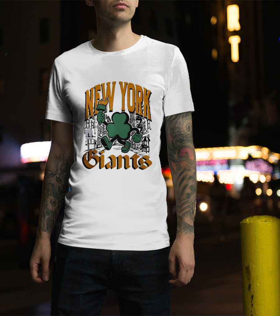 New York Giants St. Patrick's Day 2026 Shamrock Torch Running T-Shirt